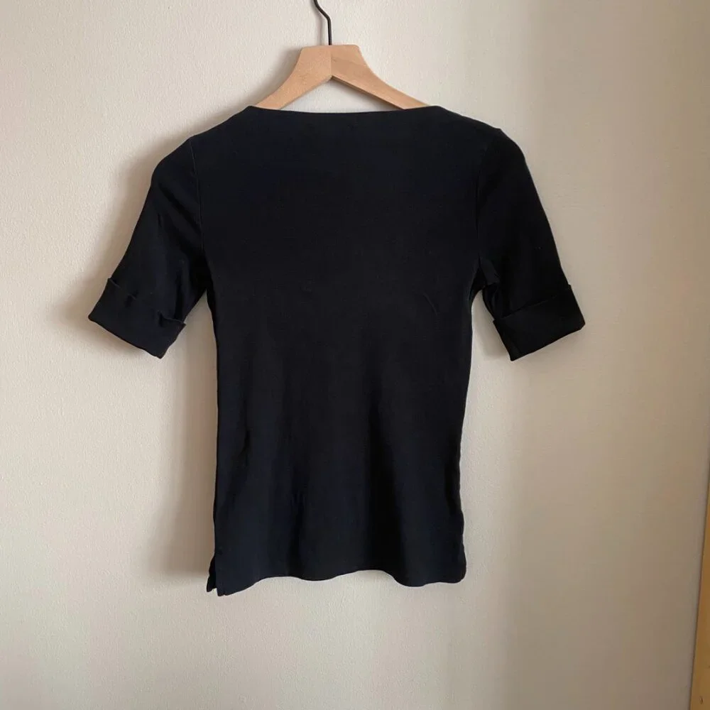 Lauren Ralph Lauren Vintage Black Boat Neck Top - Picture 3 of 3